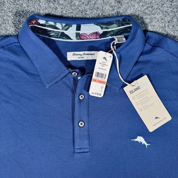 Tommy Bahama Flores Gardens Five OClock Cobalt Haze Supina Men's Polo Shirt XXXL - Picture 1 of 9